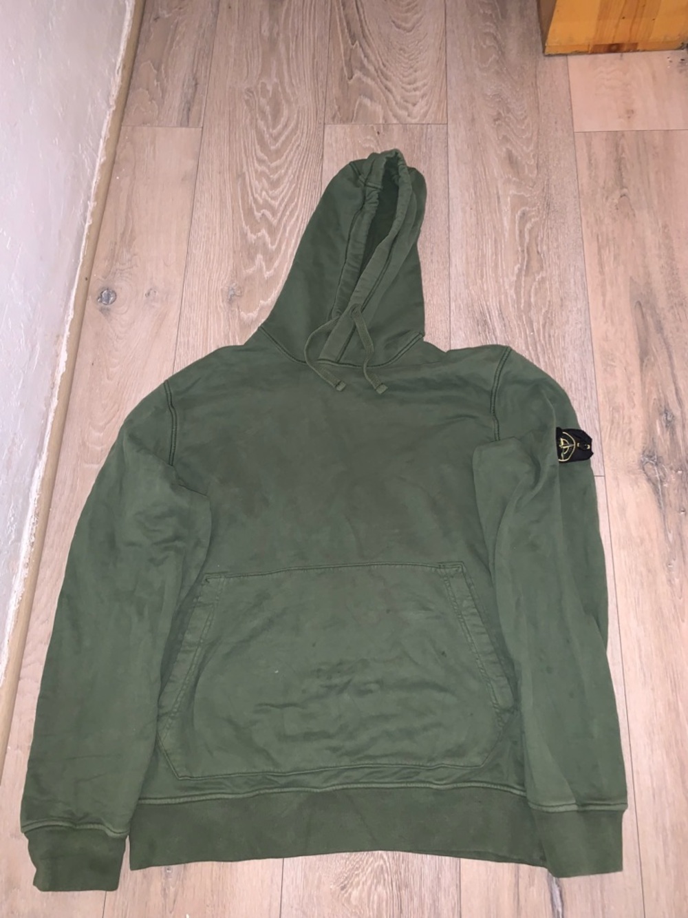 Stone Island Logo Patch Cotton Felpa Hoodie Hood Sweatshirt Olive Size: XXL